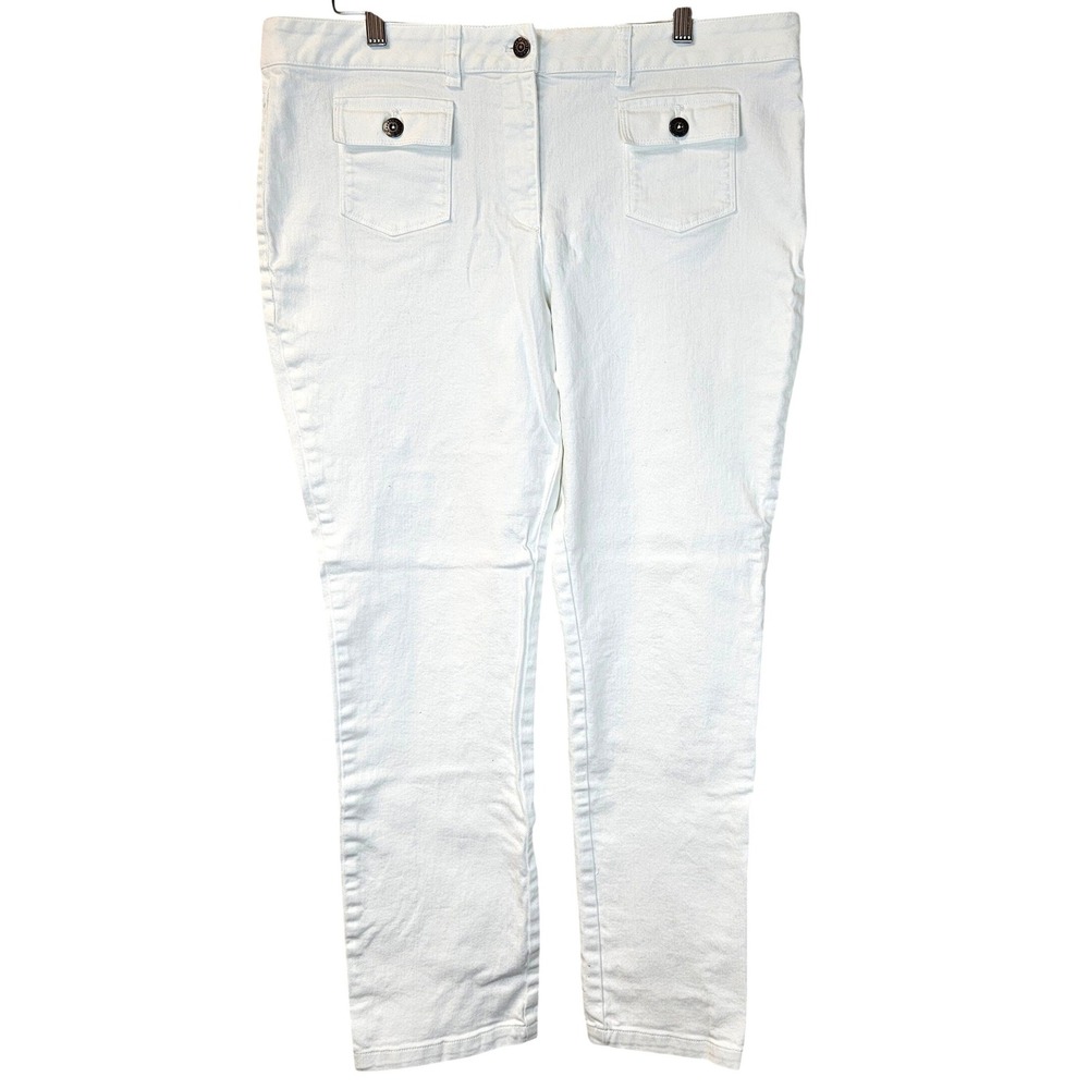 Brooks Brothers 1818 White Slim Straight Leg Pants Womens 12 Classic Preppy Chic
